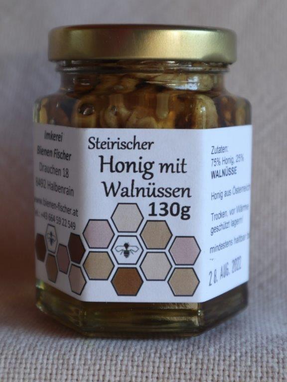 Honig mit Walnüssen - 130g im Glas